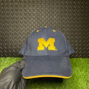 Vintage 90's Michigan Wolverine Navy‎ Blue Signature Dad Hat Men's Fits All